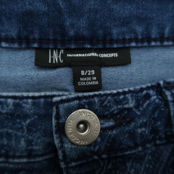 International Concepts Jeans Womens Size 8 Blue Mid-Rise Flare 30" Inseam Fringe - Picture 8 of 15